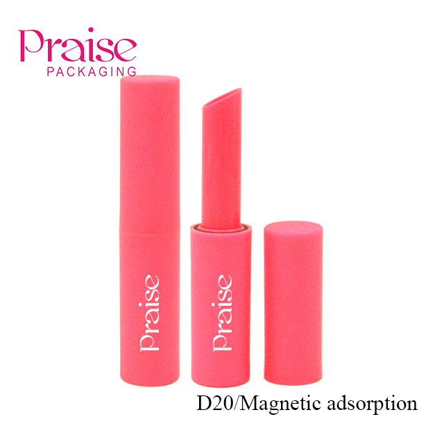 Lipstick tube empty round plastic magnetic adsorption lipstick tube, refillable cosmetic lipstick container