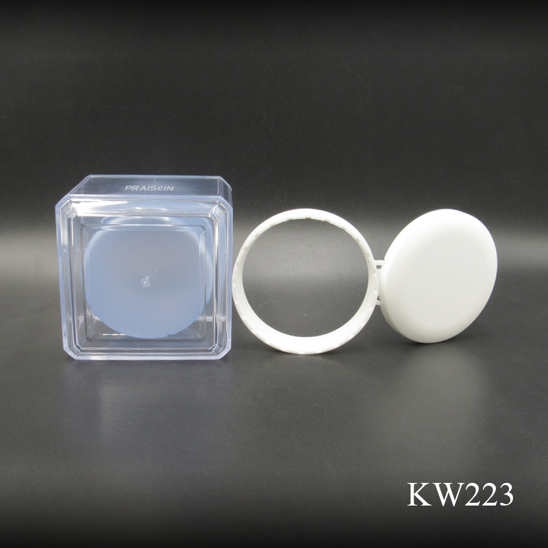 200g square Cosmetic Facial Scrub Jar Empty Plastic Flip Top Cream Bottles with Spoon