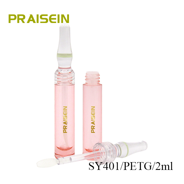 High quality PETG plastic lip gloss tube custom logo 2ml round empty transparent lip gloss container tube packaging