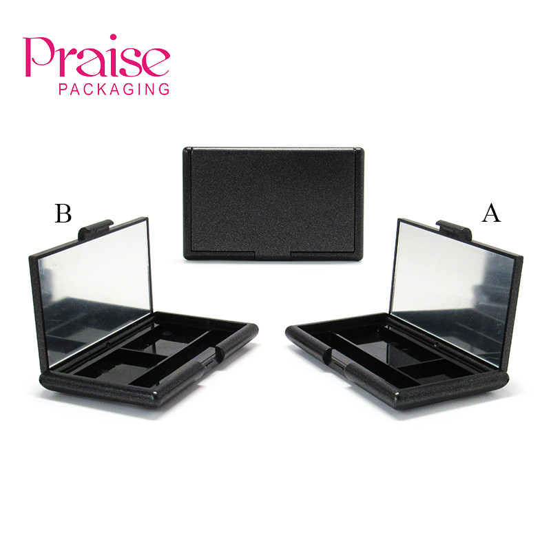 Support custom processing plastic Scrub makeup empty 2 color eyeshadow Blush Palette case cosmetic packaging with mirror