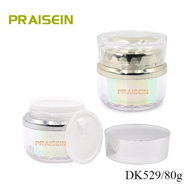 Multiple capacity skin care set bottle round plastic lotion bottle packaging with pump, 50g/80g acrylic face cream container jar