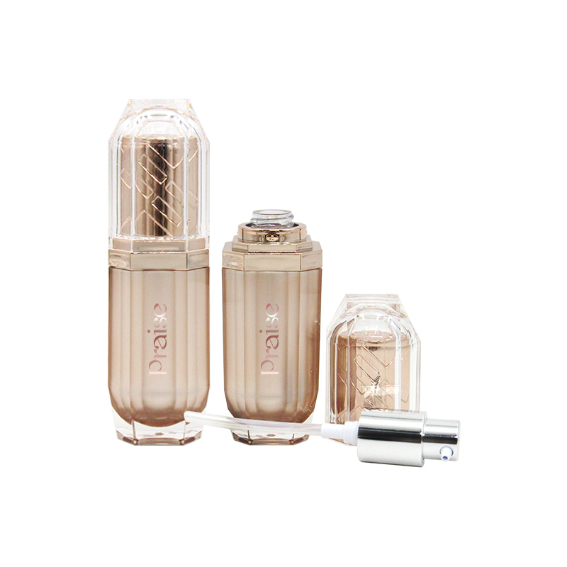 Gold acrylic cosmetics bottles wholesale plastic lotion empty container with pump and cosmetics jars customized