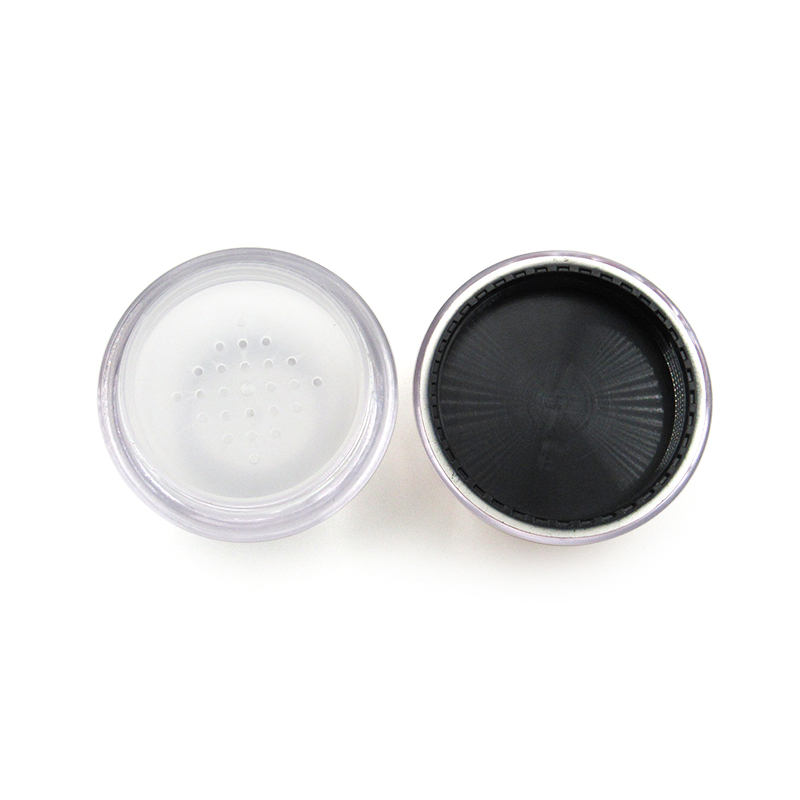 Cosmetic 18g round clear plastic isolation mesh sieve empty loose powder case spherical makeup packaging