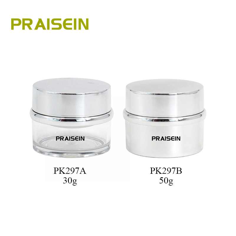 Customized silver cosmetic jar packaging 30g 50g round plastic empty cream jars