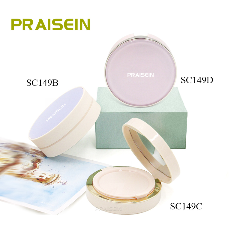 Empty cosmetic foundation packaging white black magnet air cushion BB cream container round plastic case packaging