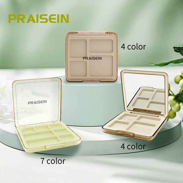 Eyeshadow palette private brand empty transparent plastic makeup case square 4-color highlight shadow palette