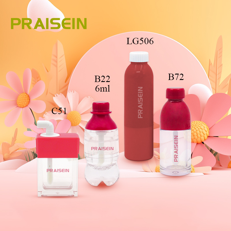 Wholesale Makeup Creative design plastic Juice shape cosmetic Empty Clear lipgloss Mini tube container packaging with brush