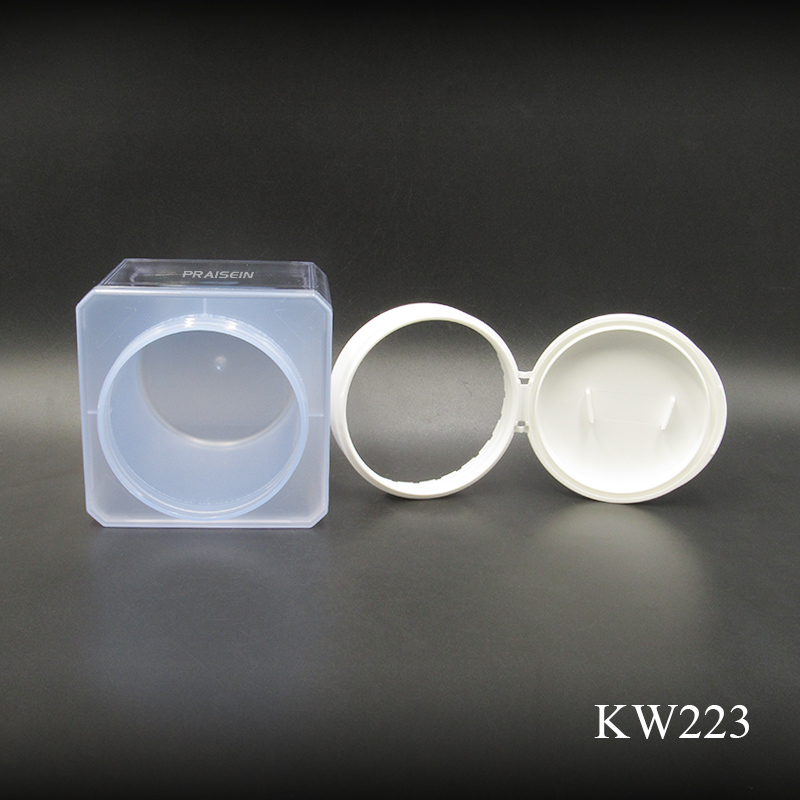 200g square Cosmetic Facial Scrub Jar Empty Plastic Flip Top Cream Bottles with Spoon