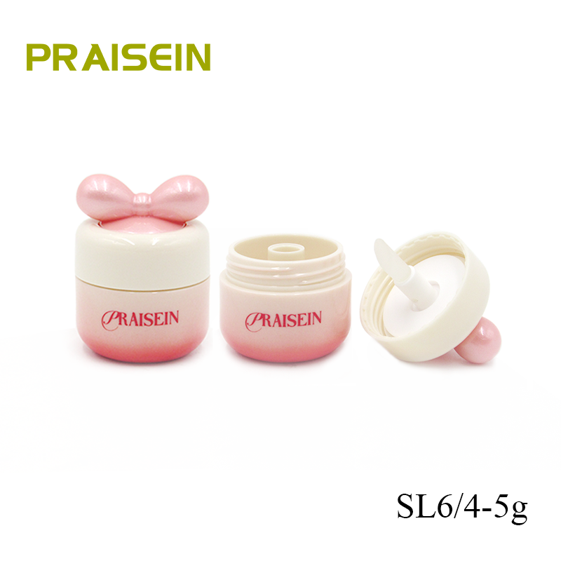 Cute Round Cosmetic Lip Gloss Container 4-5g Bow Top Plastic Empty Lip Gloss Tube