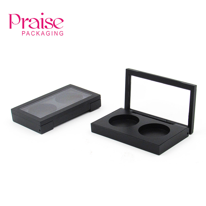 Cosmetic custom wholesale rectangle empty Blush case High quality plastic Cover visualization Two-tone eye shadow case packaging