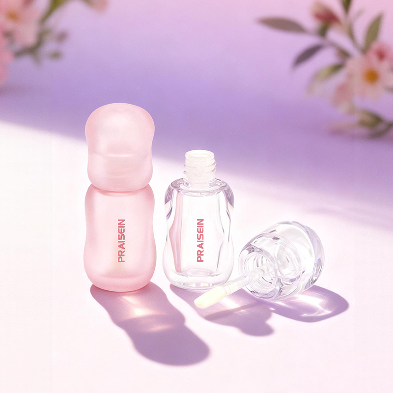 Pink clear lip gloss tube with wand 3ml 5ml cosmetic packaging container unique frosted lip gloss tube wholesale