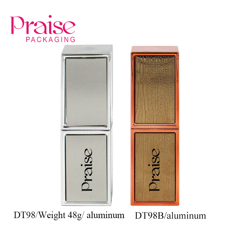 High-end production aluminum cosmetic lipstick tube square magnetic adsorption plastic lipstick container printed logo