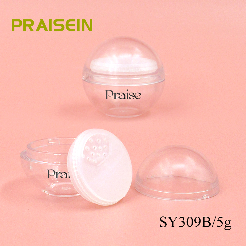 5g Mini empty transparent plastic loose powder case, portable spherical blush powder container cosmetic packaging customization