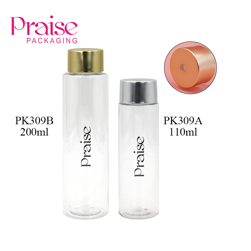 Wholesale PET Plastic Skin Care Bottles 110ml 200ml with Rotating Switch Lid Transparent Toner Bottles