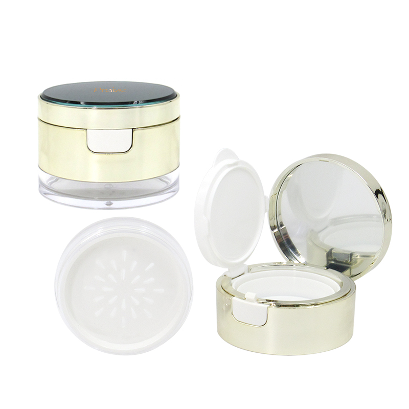 Plastic cosmetic packaging round clamshell loose powder case air cushion foundation container