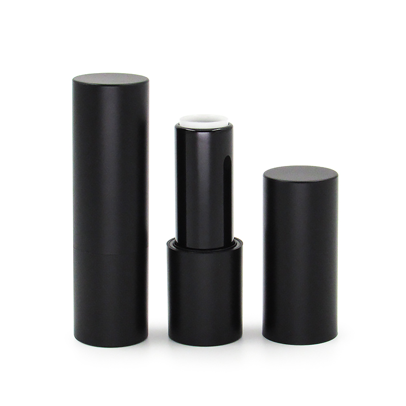 Wholesale round cosmetic empty lipstick tube with magnetic Plastic black lipstick container packaging Support custom processing