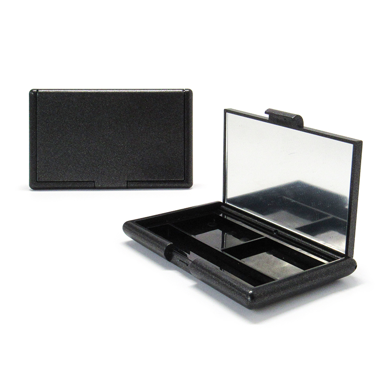 Support custom processing plastic Scrub makeup empty 2 color eyeshadow Blush Palette case cosmetic packaging with mirror