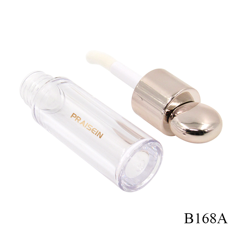 4.8ml round clear lip gloss tube with brush tip applicator cosmetic packaging empty lip gloss plastic tube