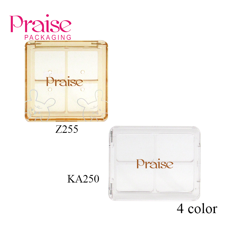 New cosmetics eye shadow palette custom brand square empty clear 4-color eye shadow case container packaging