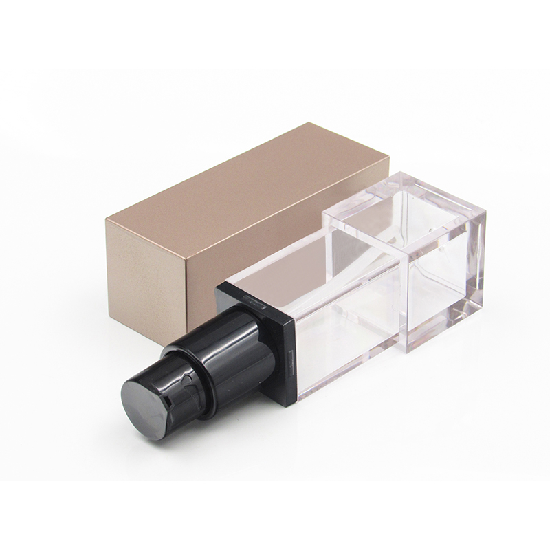 Plastic lotion bottle 50ml square cosmetic liquid foundation bottle with pump packaging for sale