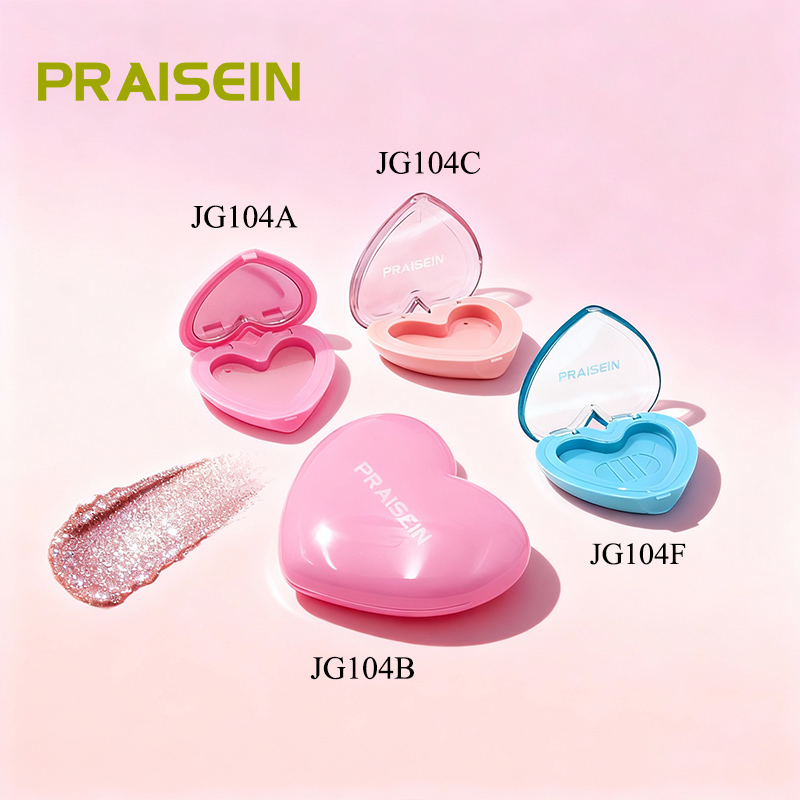 Manufacturer custom empty eye shadow blush container heart-shaped cosmetic eye shadow case packaging