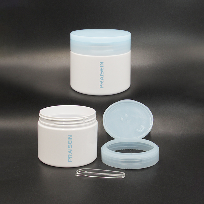 Eco-friendly cosmetic plastic jar 120ml 250g round eye mask jar toner cotton pad jar with clip