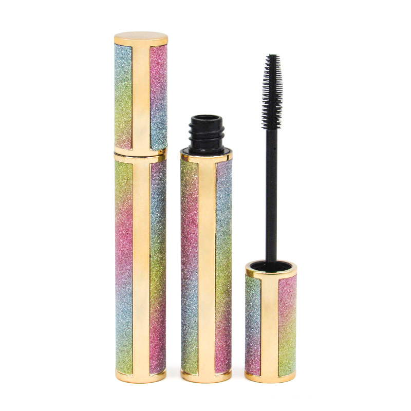 Rainbow mascara tube wholesale empty plastic mascara bottle with brush 6ml 7ml round lip gloss bottle packaging