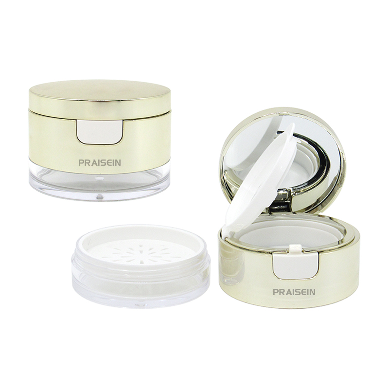 Plastic cosmetic packaging round clamshell loose powder case air cushion foundation container