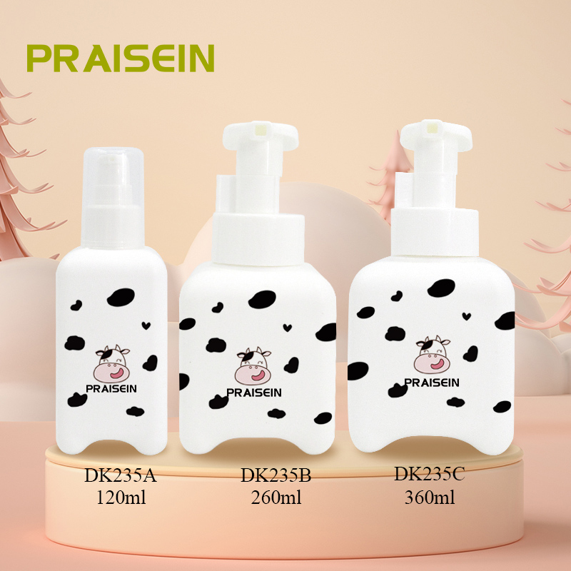 Empty skin care packaging bottle custom printed pattern square children's face cream jars, white plastic lotion pump bottle set