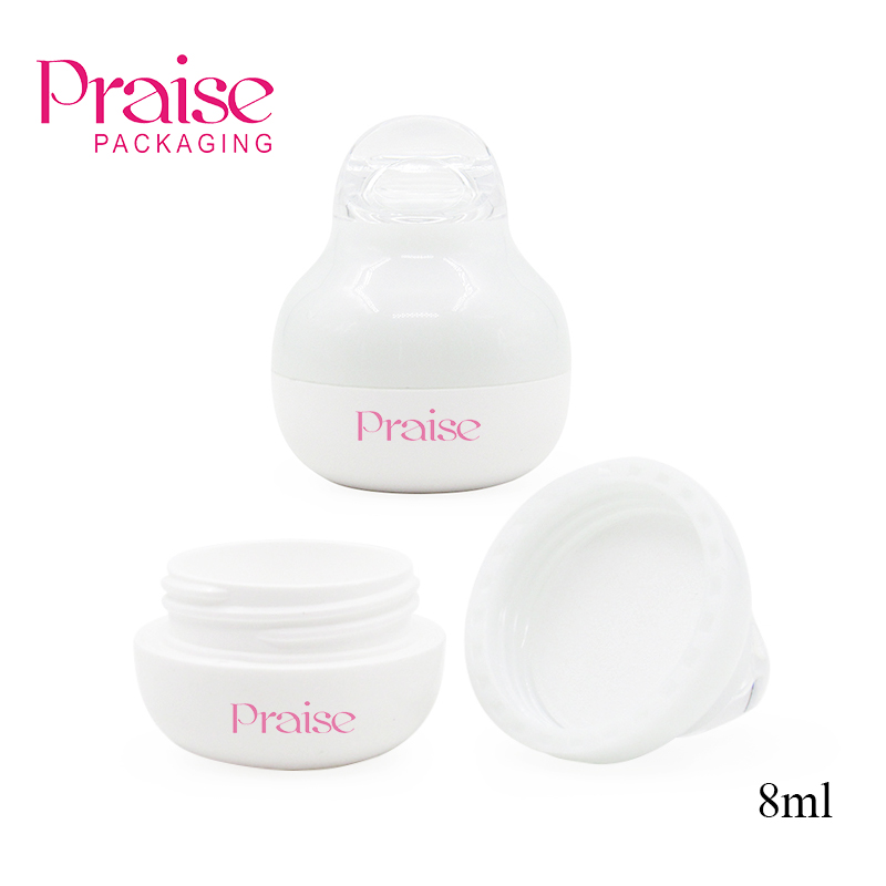 8ml plastic cream jar Custom travel container White Cosmetic Cream sample bottle