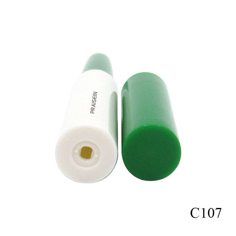 Slim round lipstick tube with printed plastic cosmetic packaging flow backward empty lipstick pen container