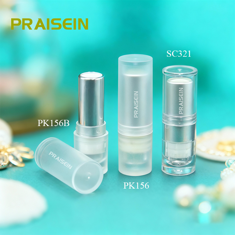 Production wholesale transparent frosted lipstick containers round empty plastic lipstick tube packaging