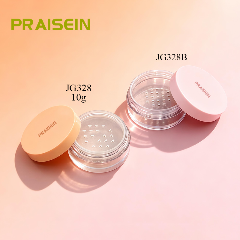 10g round empty loose powder container plastic transparent makeup setting powder case supplier