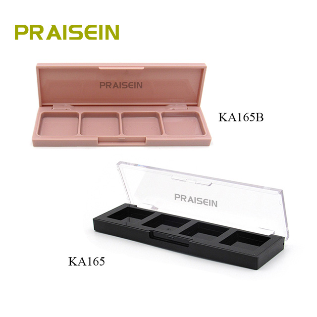 Free sample square empty eyeshadow palette 4 color plastic eyeshadow case cosmetic packaging box