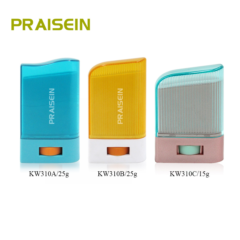 Wholesale private brand empty sunscreen stick container 15g 25g plastic deodorant packaging custom color