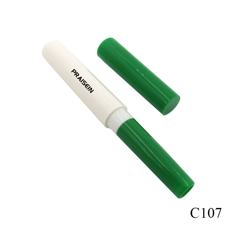 Slim round lipstick tube with printed plastic cosmetic packaging flow backward empty lipstick pen container