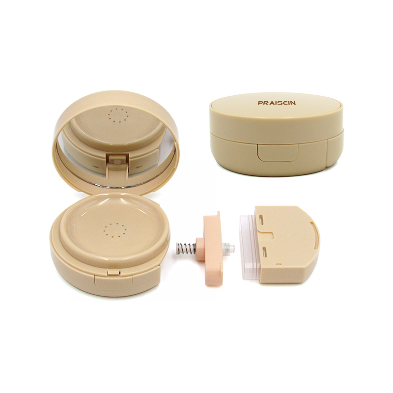 New press type airless air cushion case plastic packaging custom logo 13g circular screw lid air cushion foundation case