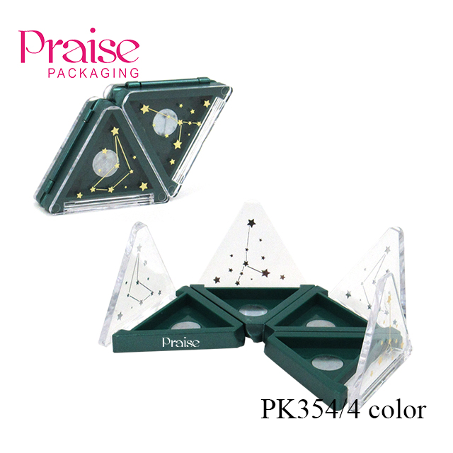 New product portable fold-up plastic empty eye shadow case produce triangle magnetic adsorption cosmetic eye shadow palette