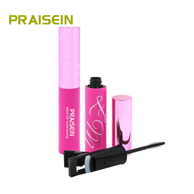 New product plastic mascara container with brush custom logo 5ml 0.17oz black round empty mascara tube packaging