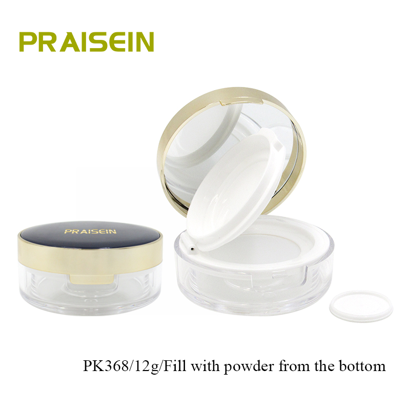 Plastic cosmetic loose powder box with mesh sieve wholesale cosmetic packaging bottom filling loose powder jar