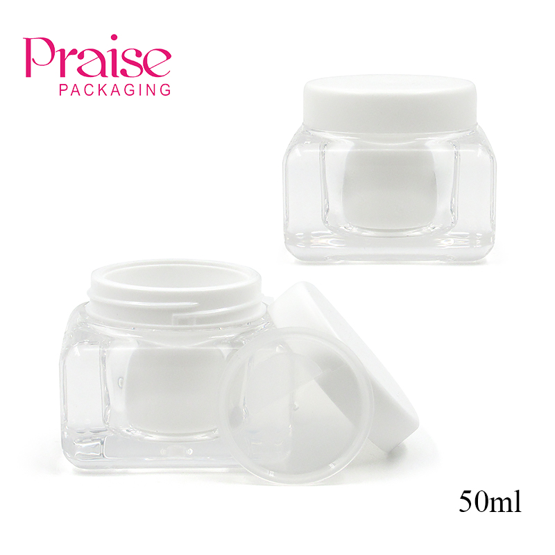 Double wall leakproof cosmetics empty jar 50ml square acrylic cream container,Without makeup cream bottle custom printed