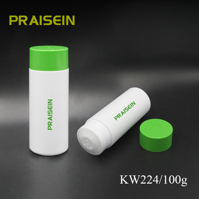 Private Label 100g Round Baby Powder Bottle White PE Plastic Talcum Powder Containers