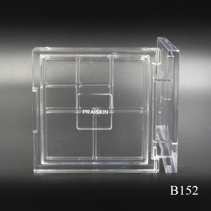 Custom cosmetic eye shadow case square transparent plastic eye shadow container, adjustable grid direction