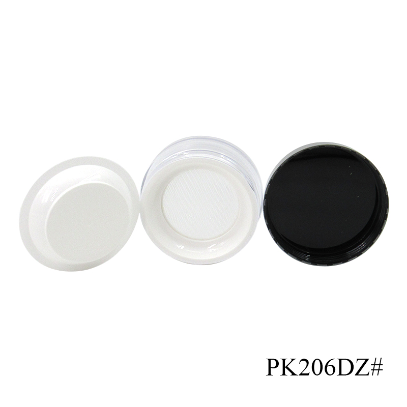 30g dumb silver round injection molded empty loose powder container custom label cosmetic packaging plastic makeup powder case