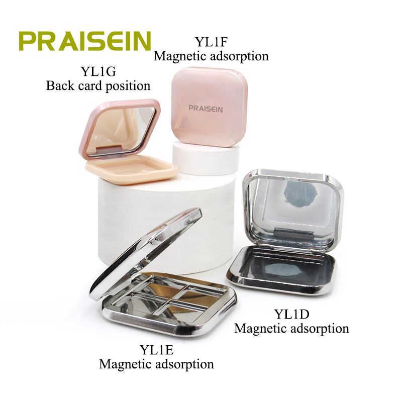 Fashion new item square makeup Eyeshadow powder compact empty case container plastic packaging with mirror & magnetic