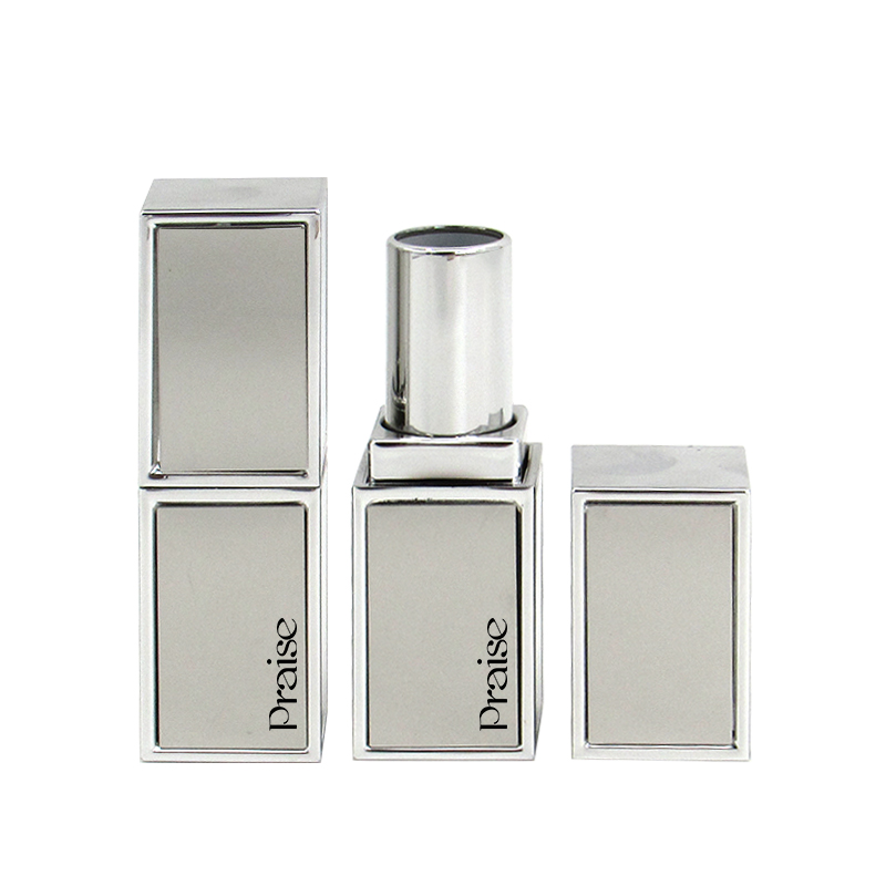 High-end production aluminum cosmetic lipstick tube square magnetic adsorption plastic lipstick container printed logo