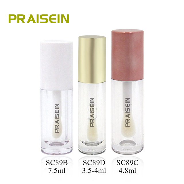 Wholesale Round Thickening Lip Gloss Tube with Large Size Brush Plastic Empty Transparent Lip Gloss Packaging Tube