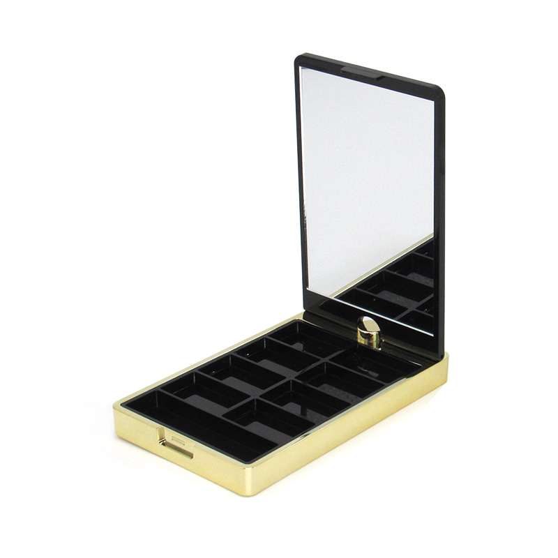 Production high-grade gold eyeshadow palette with rotating lid 8 color cosmetics eye shadow packaging case