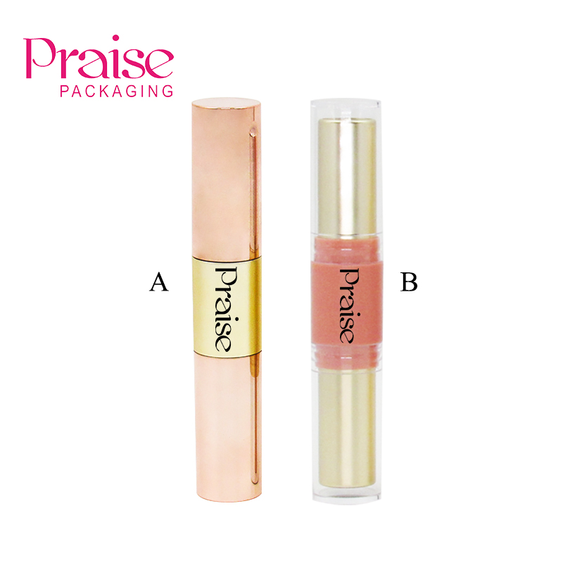 Wholesale custom empty round highlighter concealer tube double-head cosmetic facial contouring stick container packaging