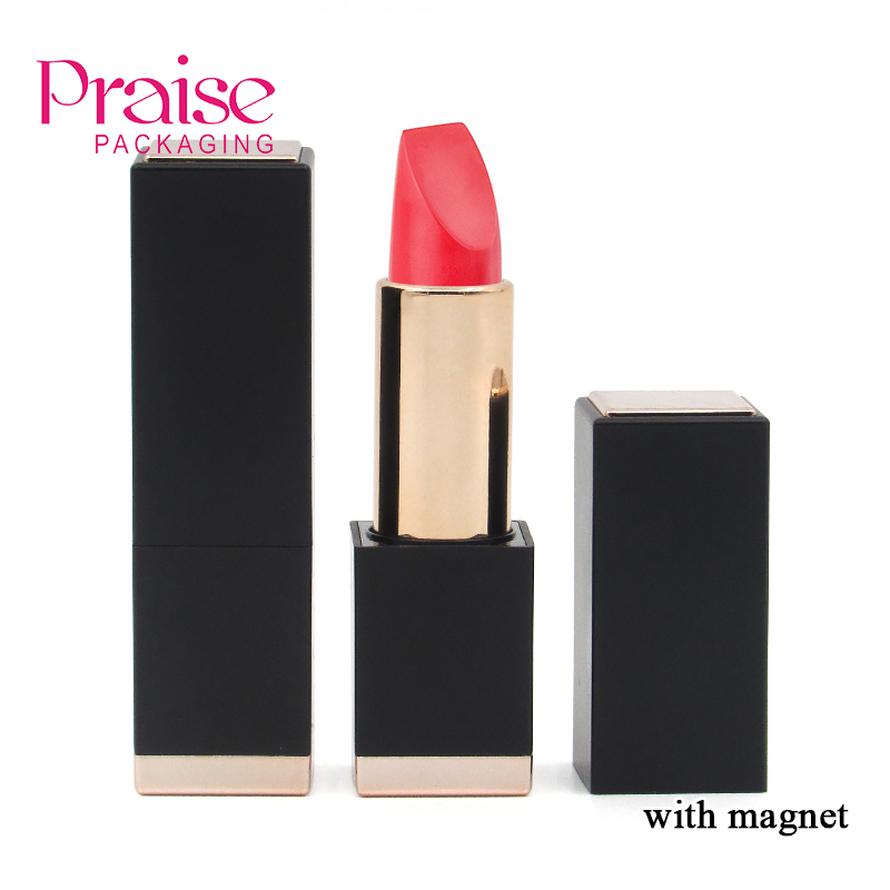 Hot sale makeup packaging lipstick square tube with Magnetic, plastic empty lip stick tube cosmetic container